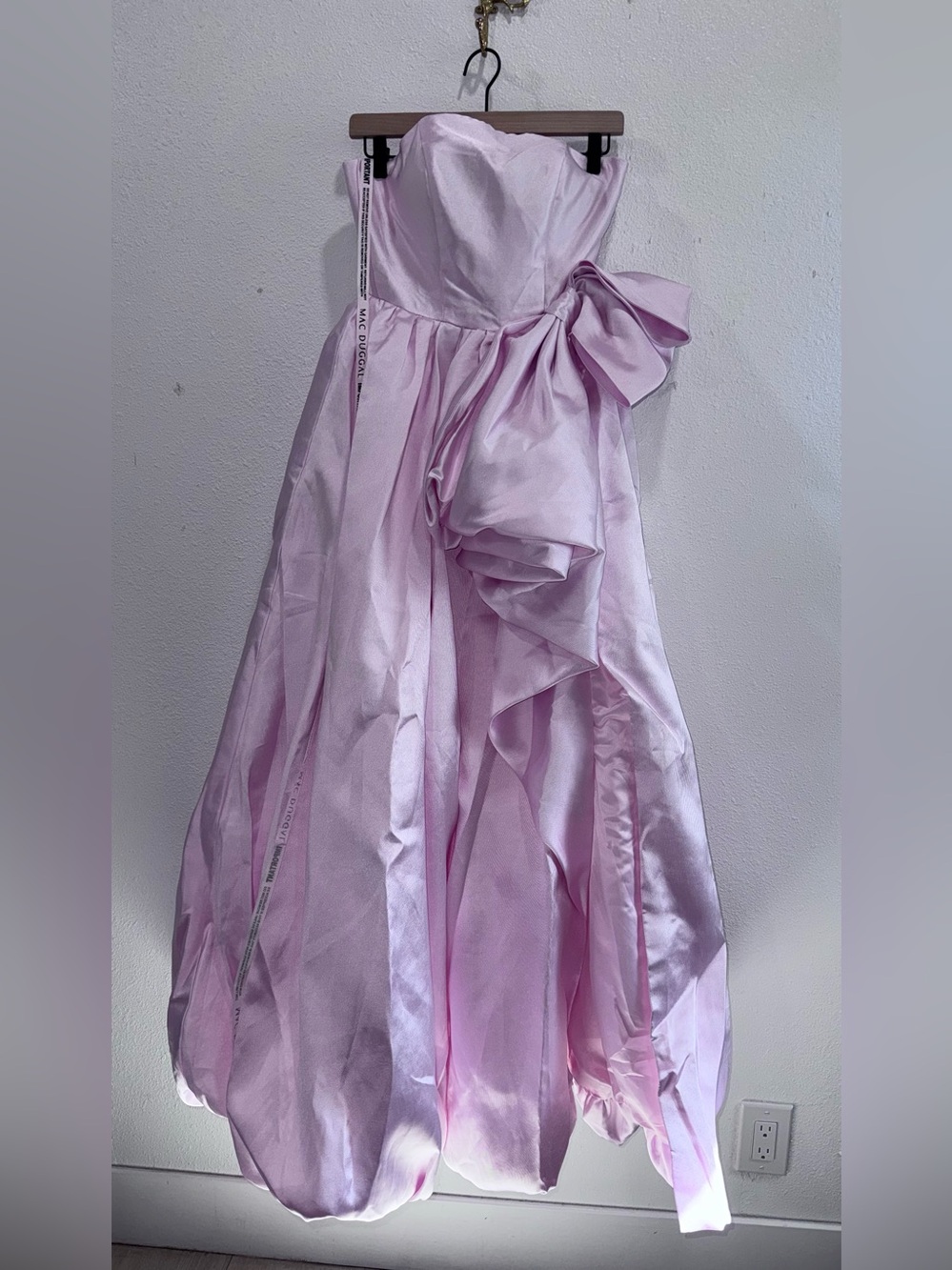 IEENA FOR MAC DUGGAL Light Pink Mikado Strapless Bubble Hem Ball Gown Bow Sz: 2 - Picture 4 of 11